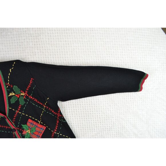 Basic Editions Holiday Women's Large Christmas Embroidered Sweater Cardigan - Picture 6 of 11